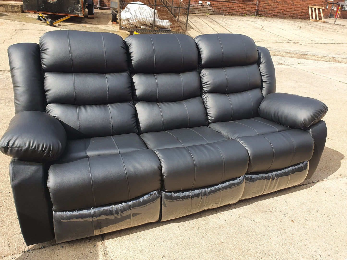 Microfiber Leather 3 Seater Recliner Couch - Sofa