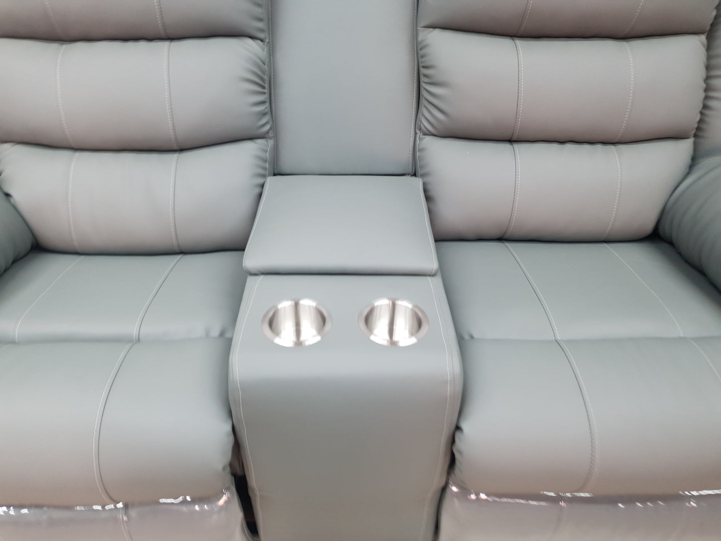 Light Grey Full Euro Leather Recliner Lounge Set.