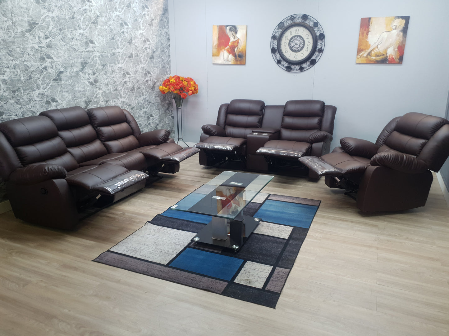 Full Euro Leather 2 Seater Cinema Recliner Couch - Sofa