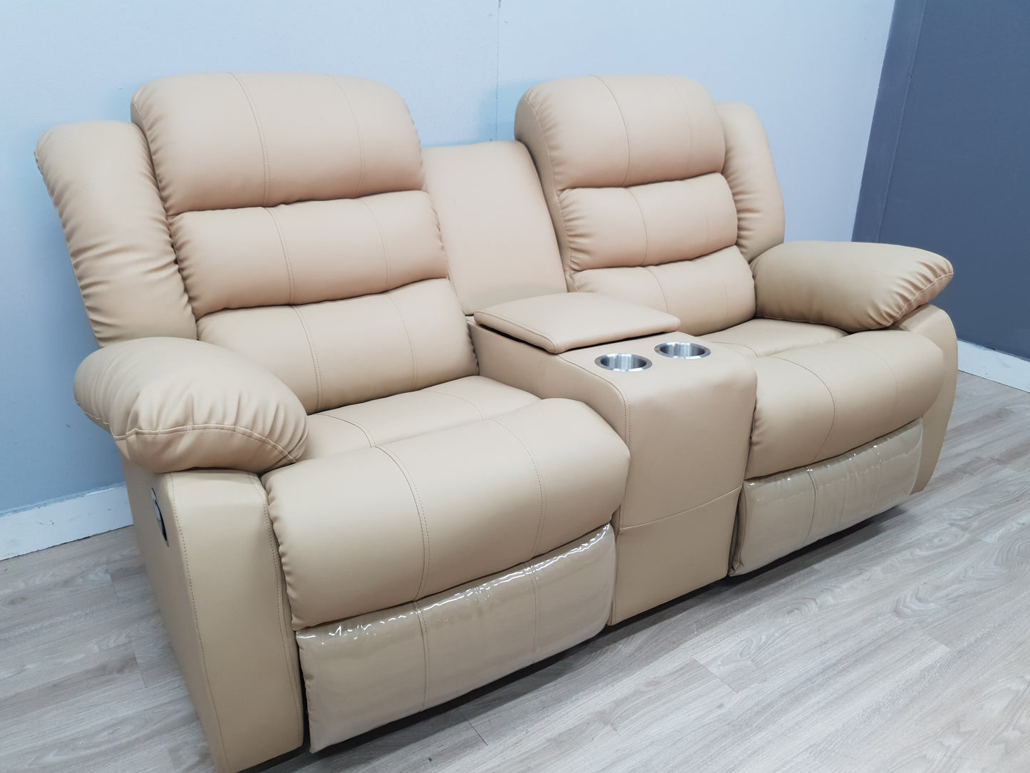 Full Euro Leather 6 Seater Recliner Sofa Couch Set