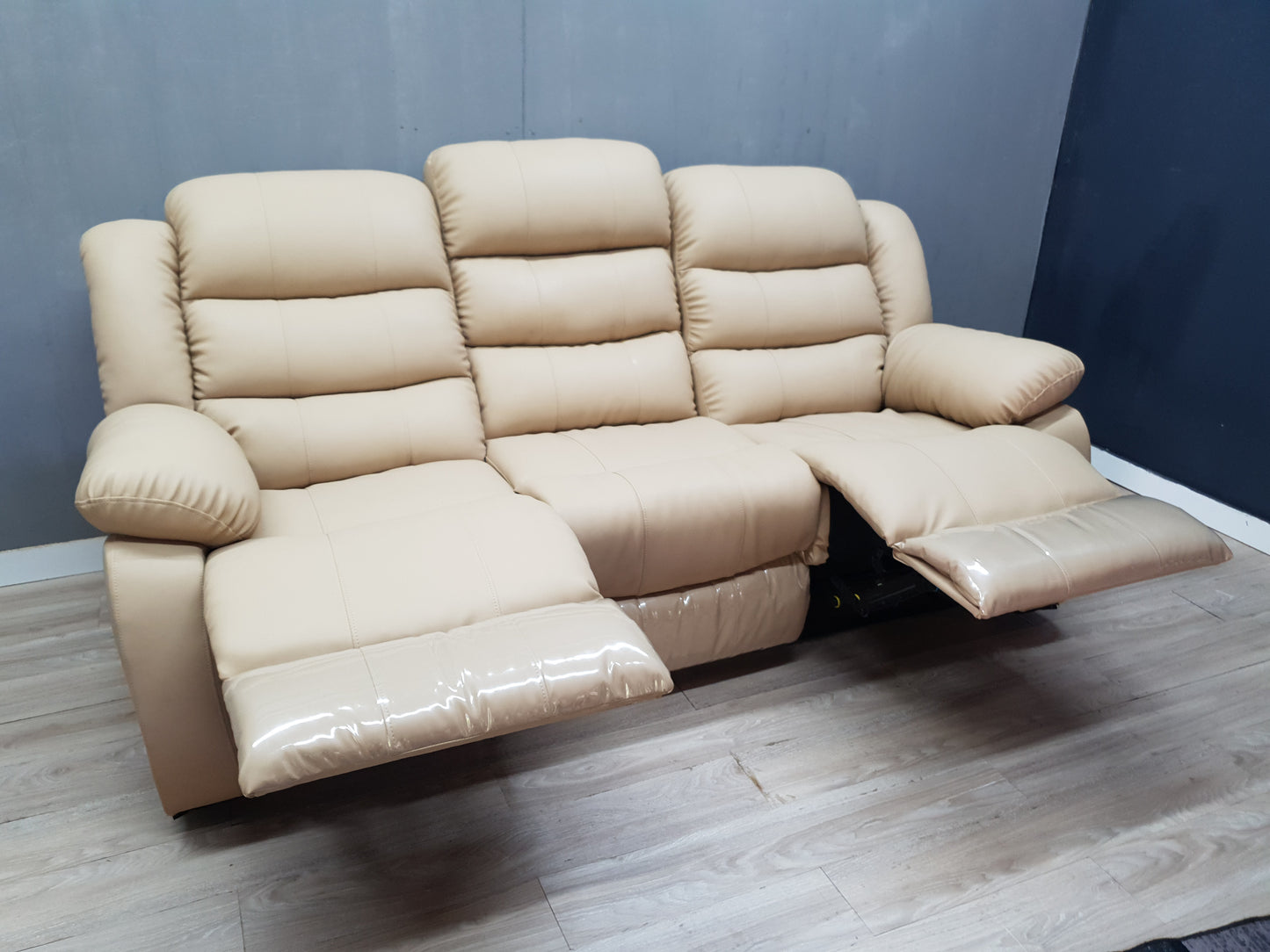 Full Euro Leather 6 Seater Recliner Sofa Couch Set