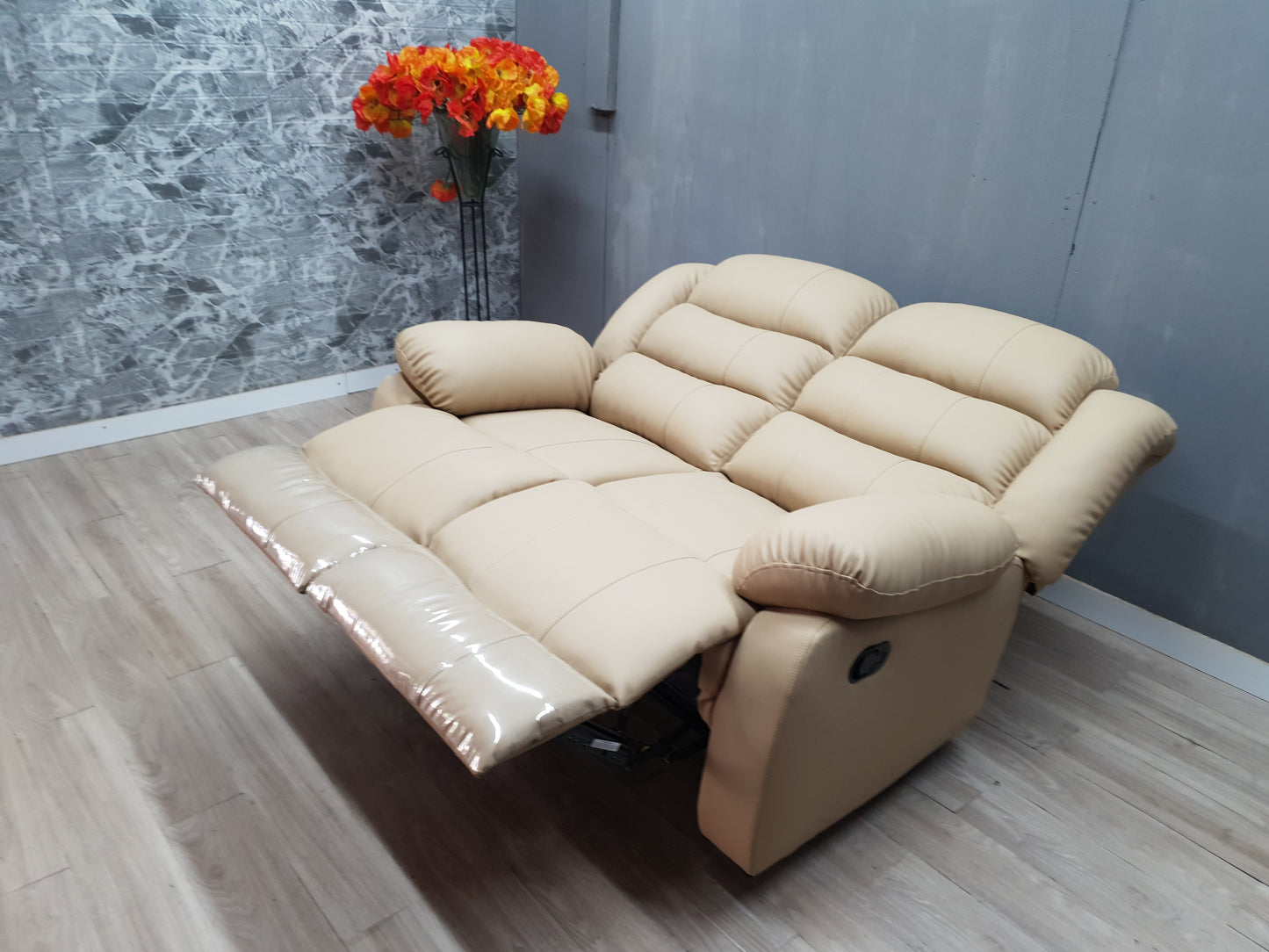 Full Euro Leather 2 Seater Recliner Couch - Sofa