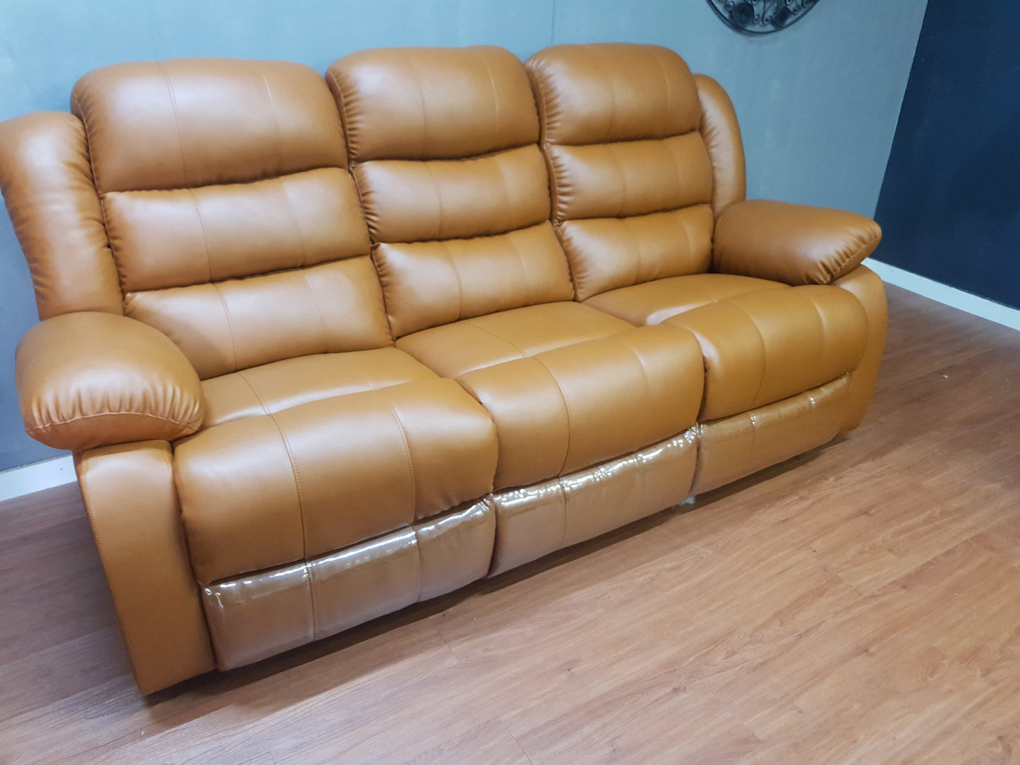 Full Euro Leather 3 Seater Recliner Couch - Sofa