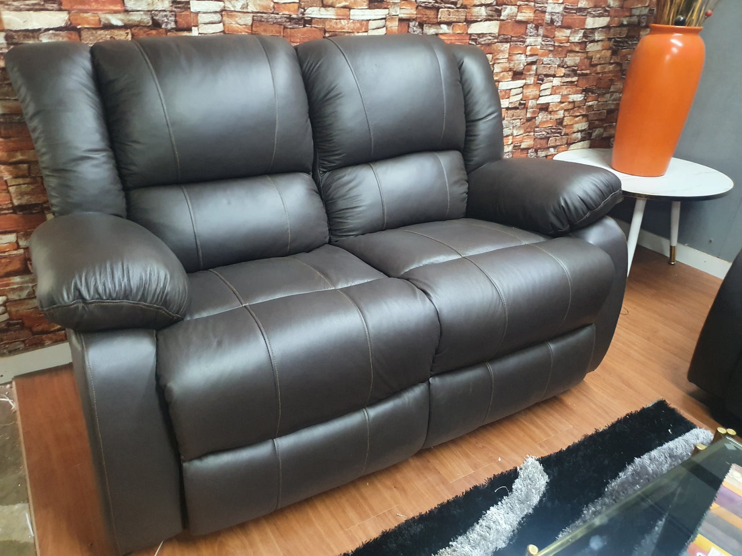 Full Euro Leather 2 Seater Recliner Couch - Sofa