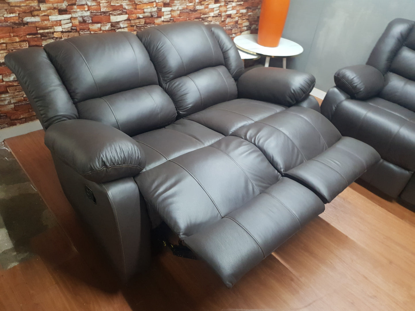 Full Euro Leather 2 Seater Recliner Couch - Sofa