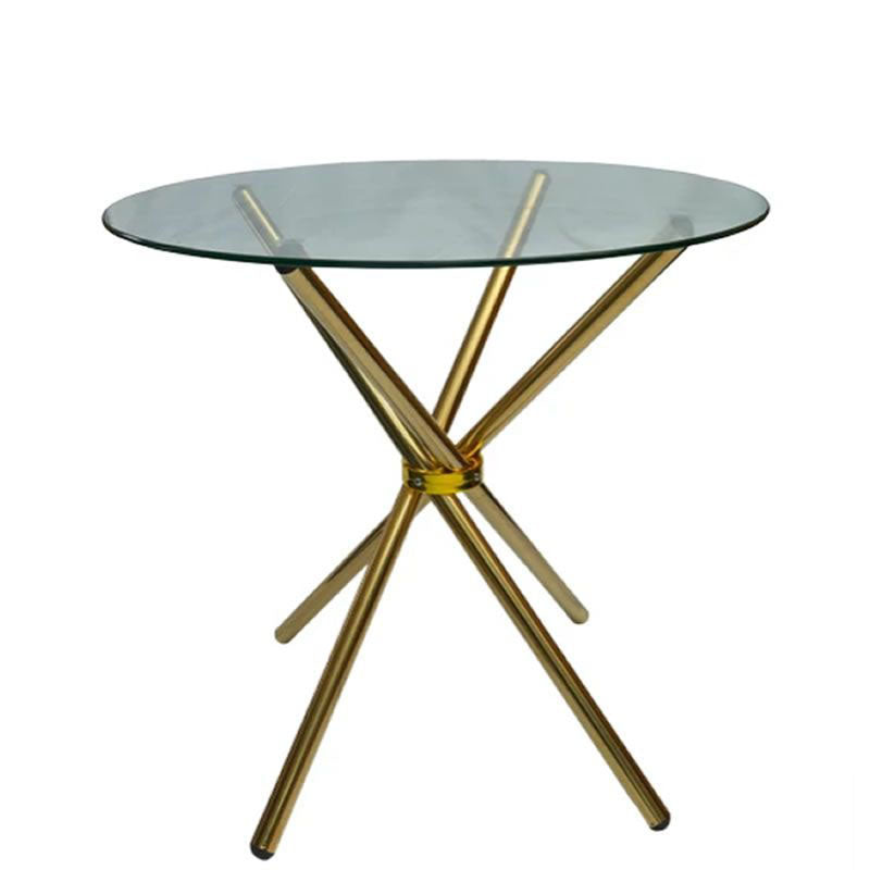 Coty 80cm Round Glass Top Dining Table - 4 Seater