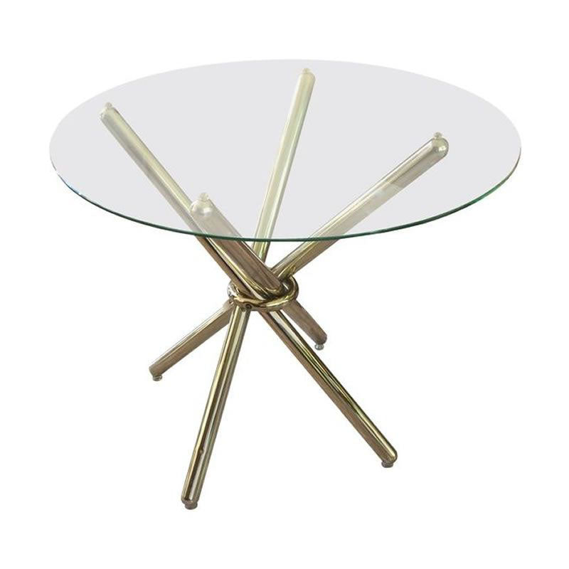 Coty 80cm Round Glass Top Dining Table - 4 Seater