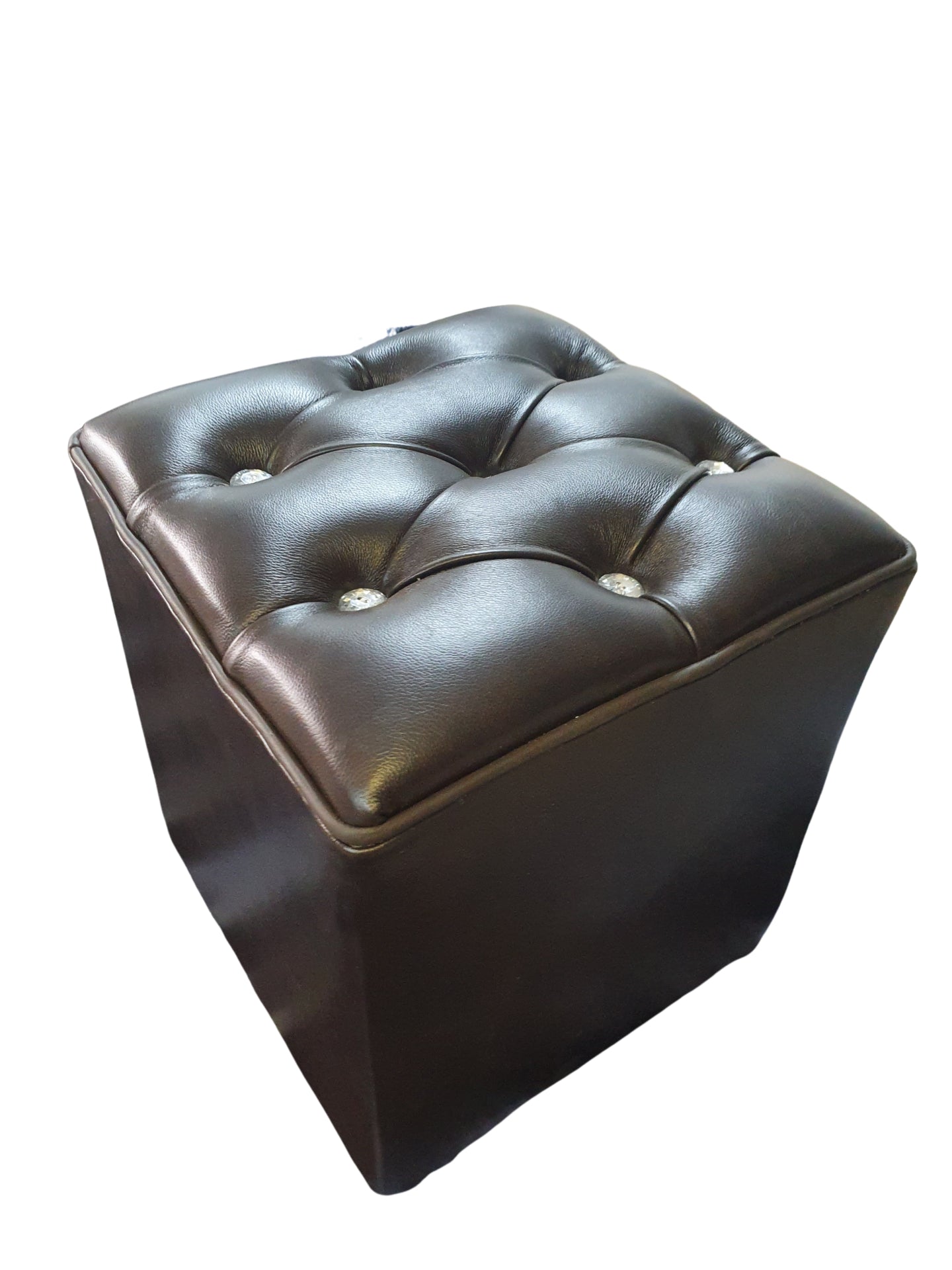 Full Euro Leather Diamond Button Ottoman