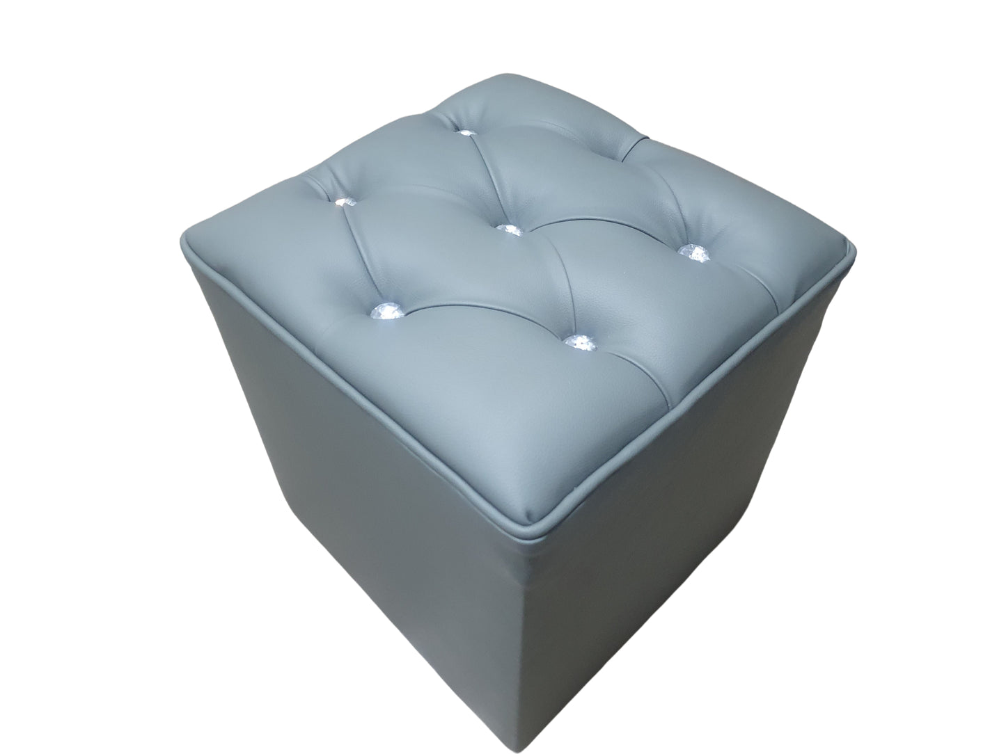 Full Euro Leather Diamond Button Ottoman