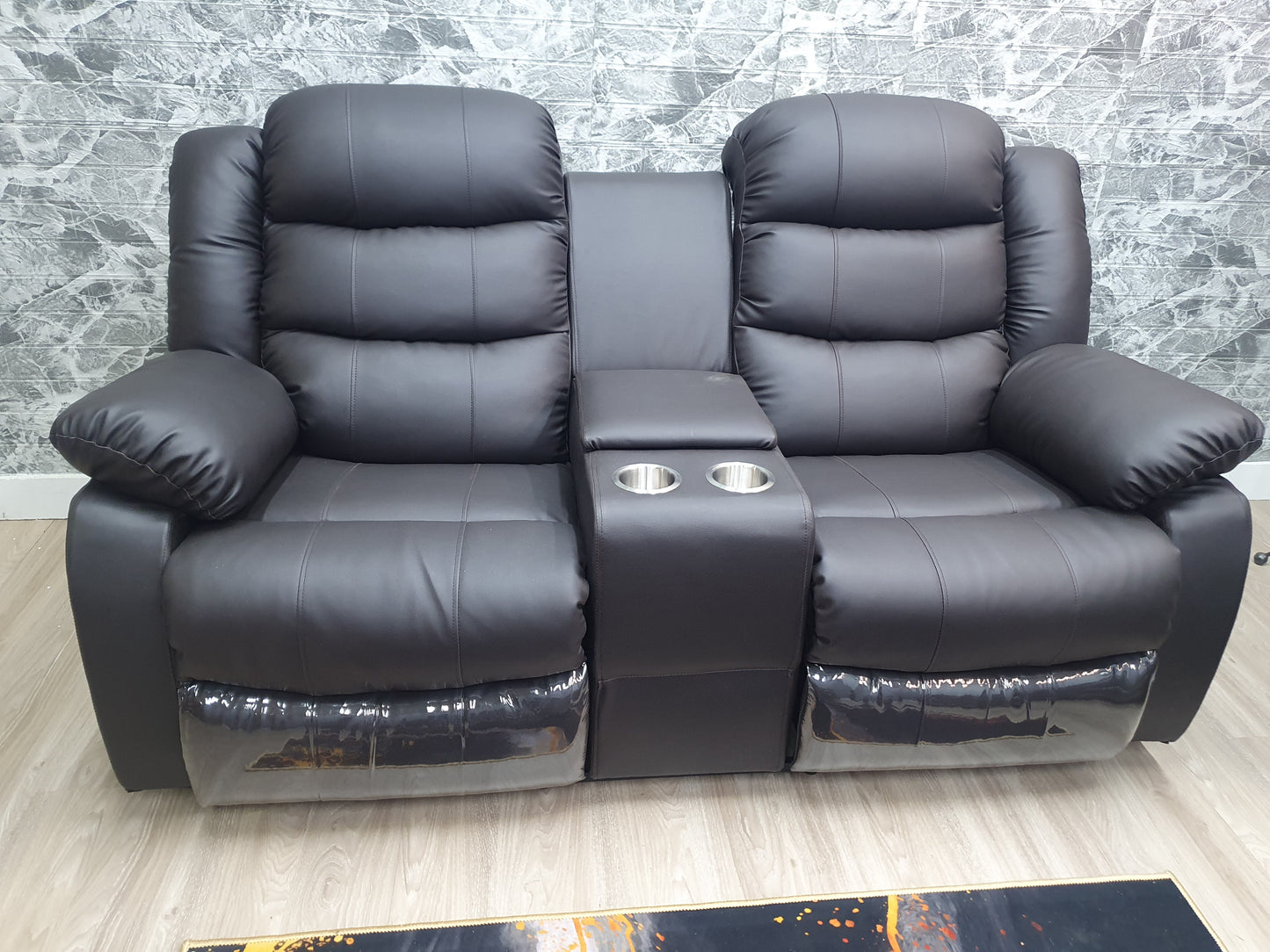 Mopane 100% Genuine Leather Manual 2 Seater Recliner Chair Sofa