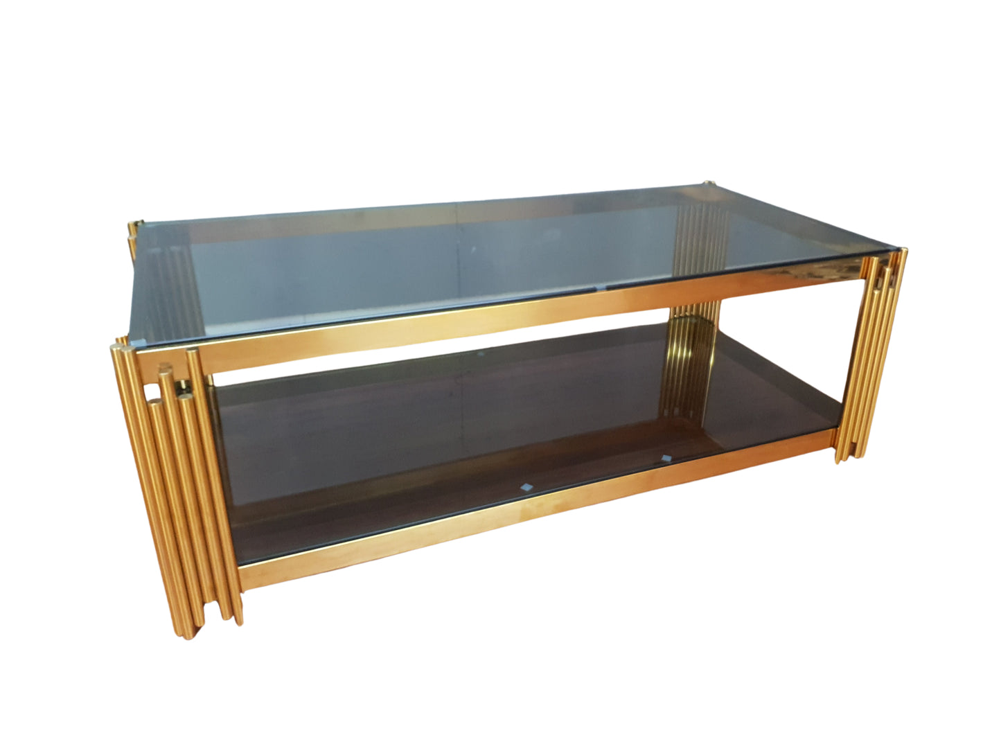 Tempered Glass Top Coffee Table with Stainless Steel Metal Base