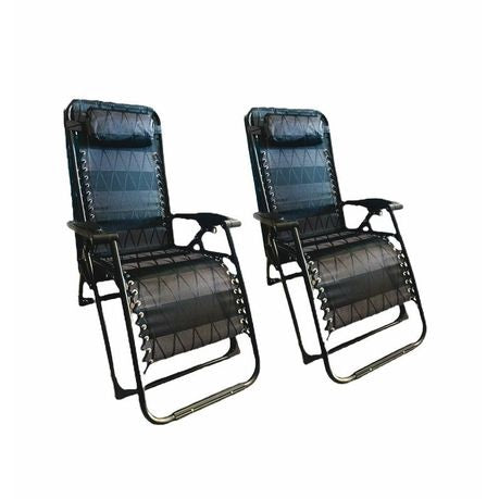 2 Folding Pool / Beach Reclining Chairs with Armrest