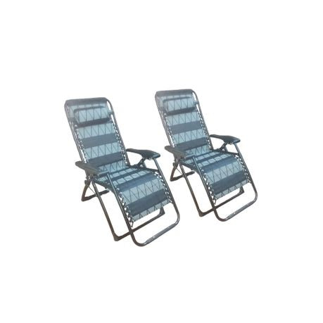 2 Folding Pool / Beach Reclining Chairs with Armrest