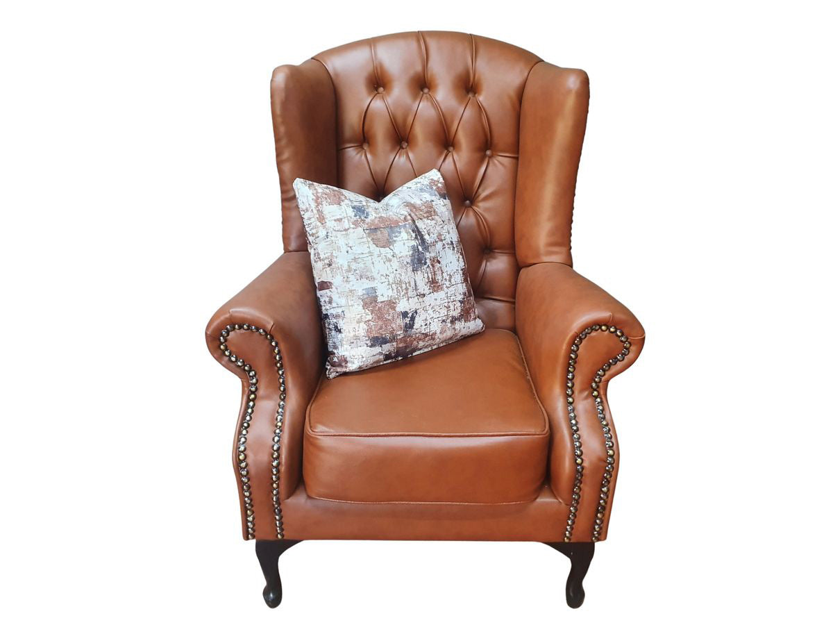 Full Euro Leather Chesterfield Wingback Chair