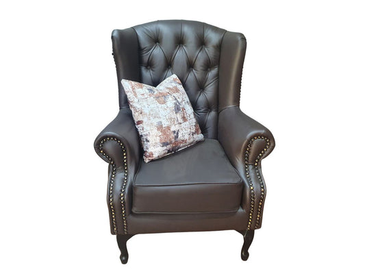 Full Euro Leather Chesterfield Wingback Chair