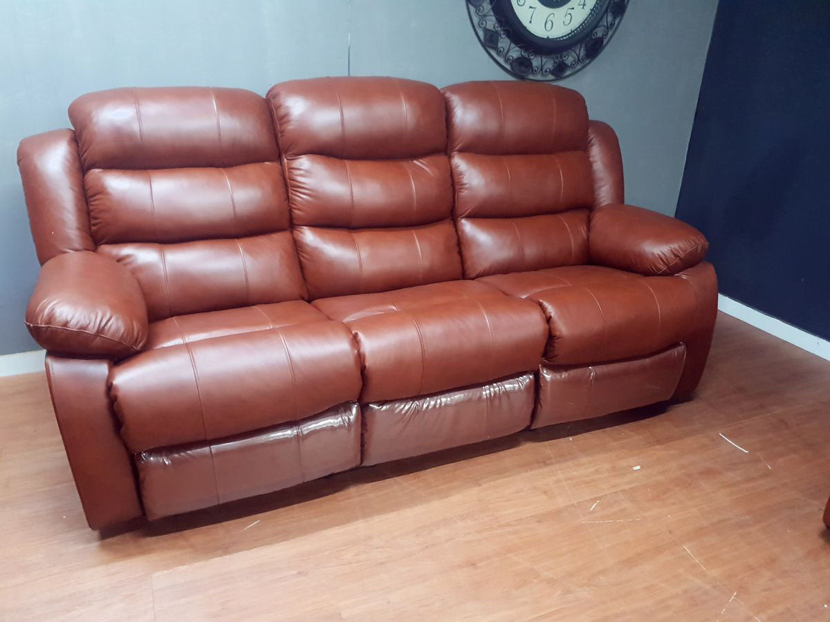 100% Genuine Leather Mopane 2 Tone Antique 3 Seater Recliner Sofa Couch