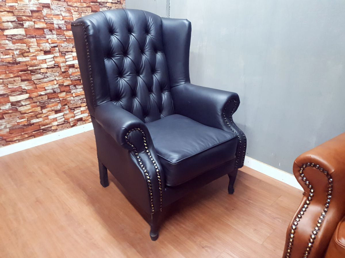 100% Genuine Leather Chesterfield Wingback Chair