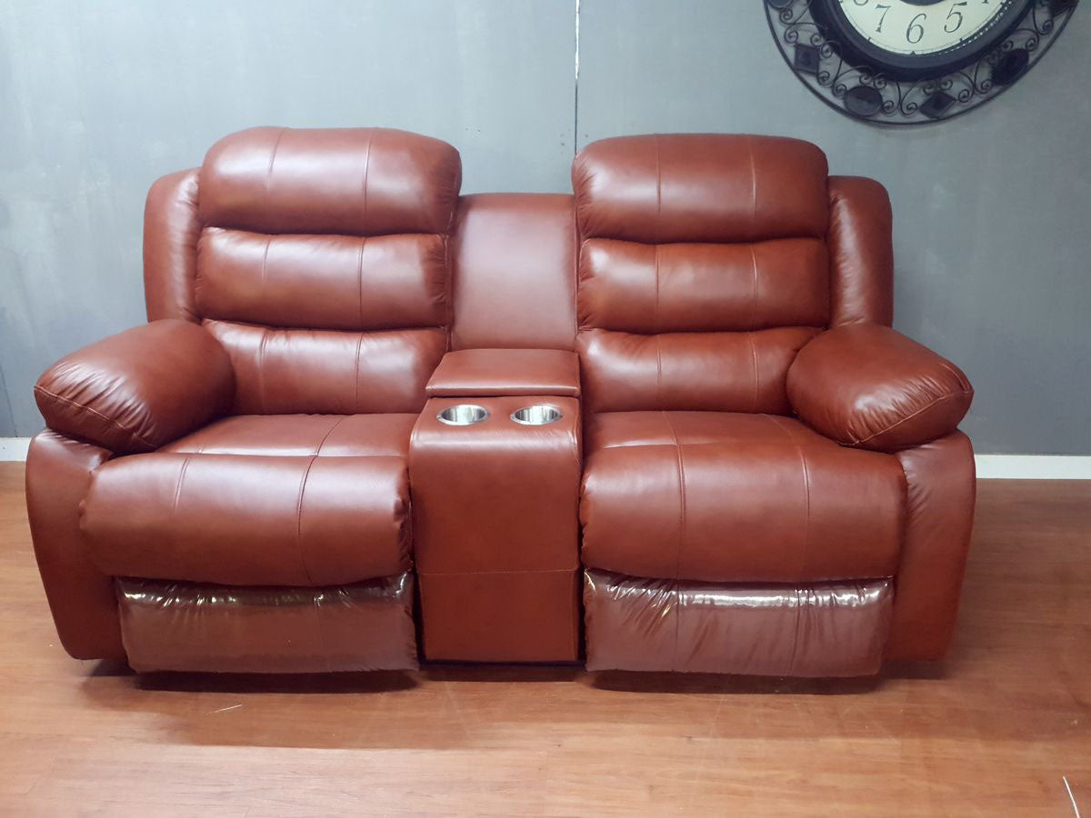 100% Genuine Leather Mopane 2 Tone Antique 2 Seater Recliner Couch Sofa