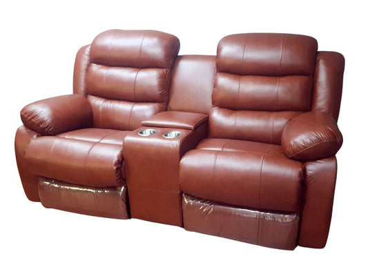 100% Genuine Leather Mopane 2 Tone Antique 2 Seater Recliner Couch Sofa