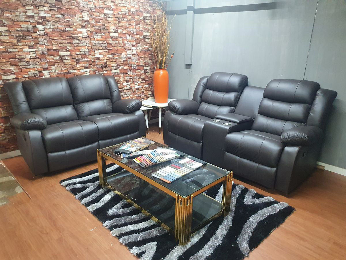 100% Genuine Leather 2 Seater Recliner - Mopane