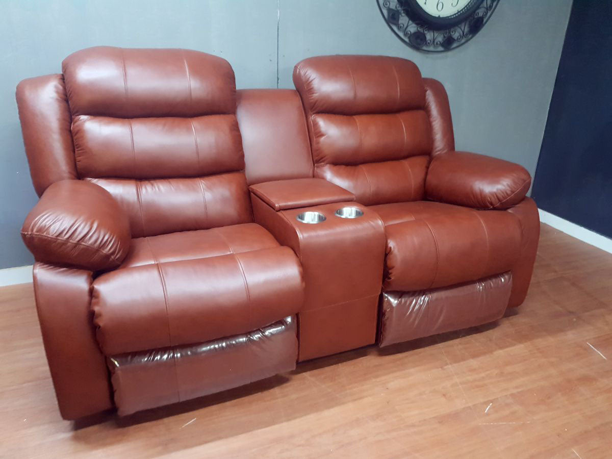 100% Genuine Leather Mopane 2 Tone Antique 2 Seater Recliner Couch Sofa