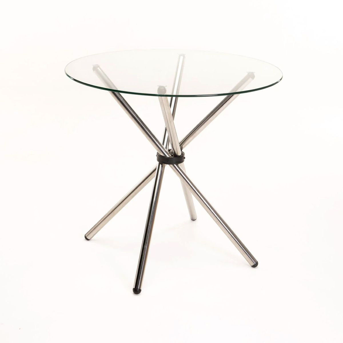 Coty 80cm Round Glass Top Dining Table - 4 Seater