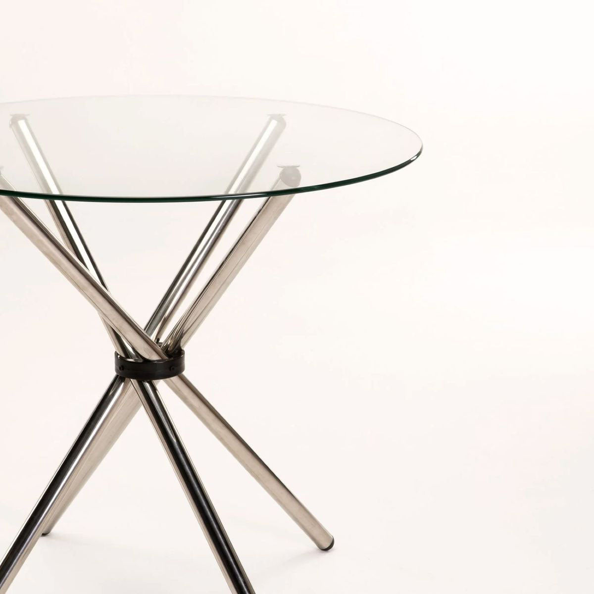 Coty 80cm Round Glass Top Dining Table - 4 Seater