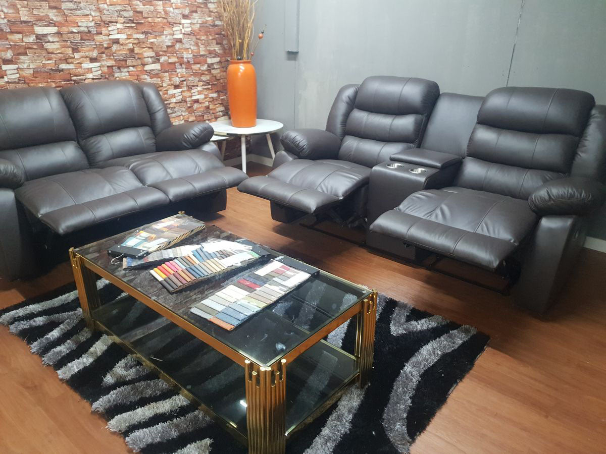 100% Genuine Leather 2 Seater Recliner - Mopane