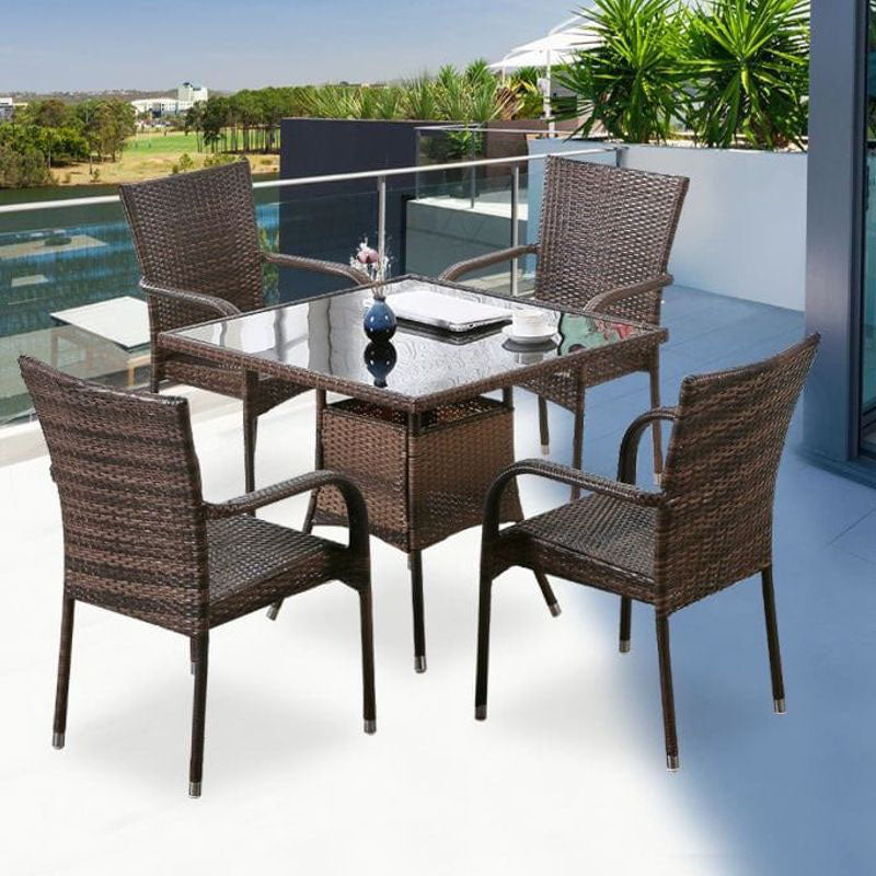 Outdoor Rattan Patio Furniture Set - 5 Piece