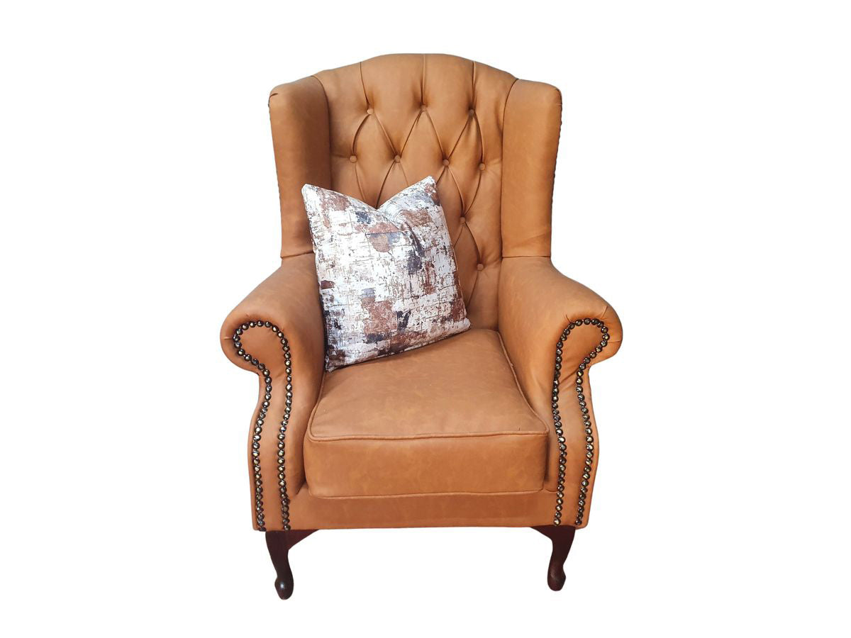 Full Euro Leather Chesterfield Wingback Chair