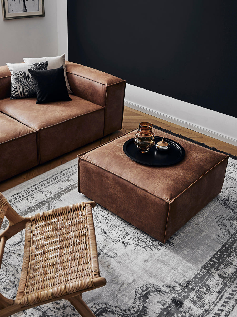 Contemporary Euro Leather Watson Ottoman