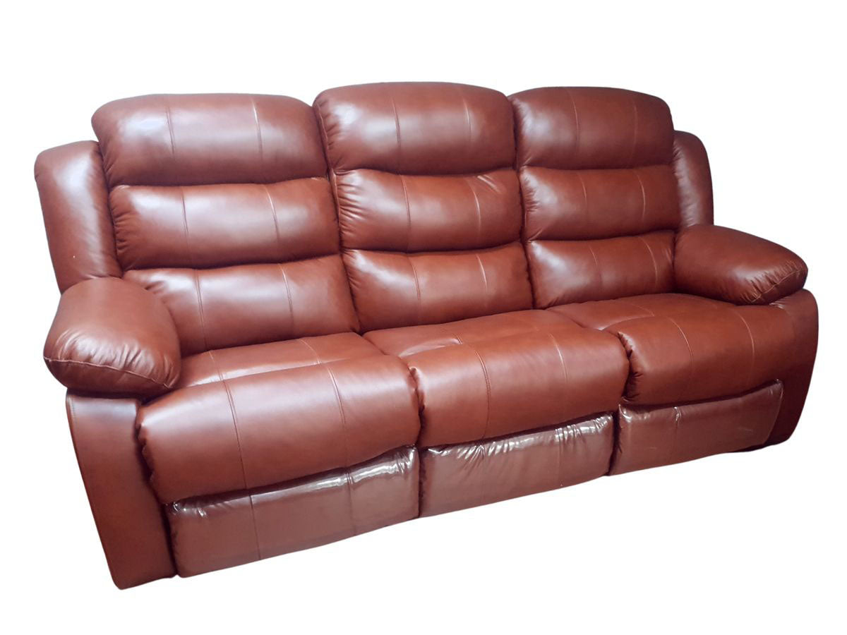 100% Genuine Leather Mopane 2 Tone Antique 3 Seater Recliner Sofa Couch